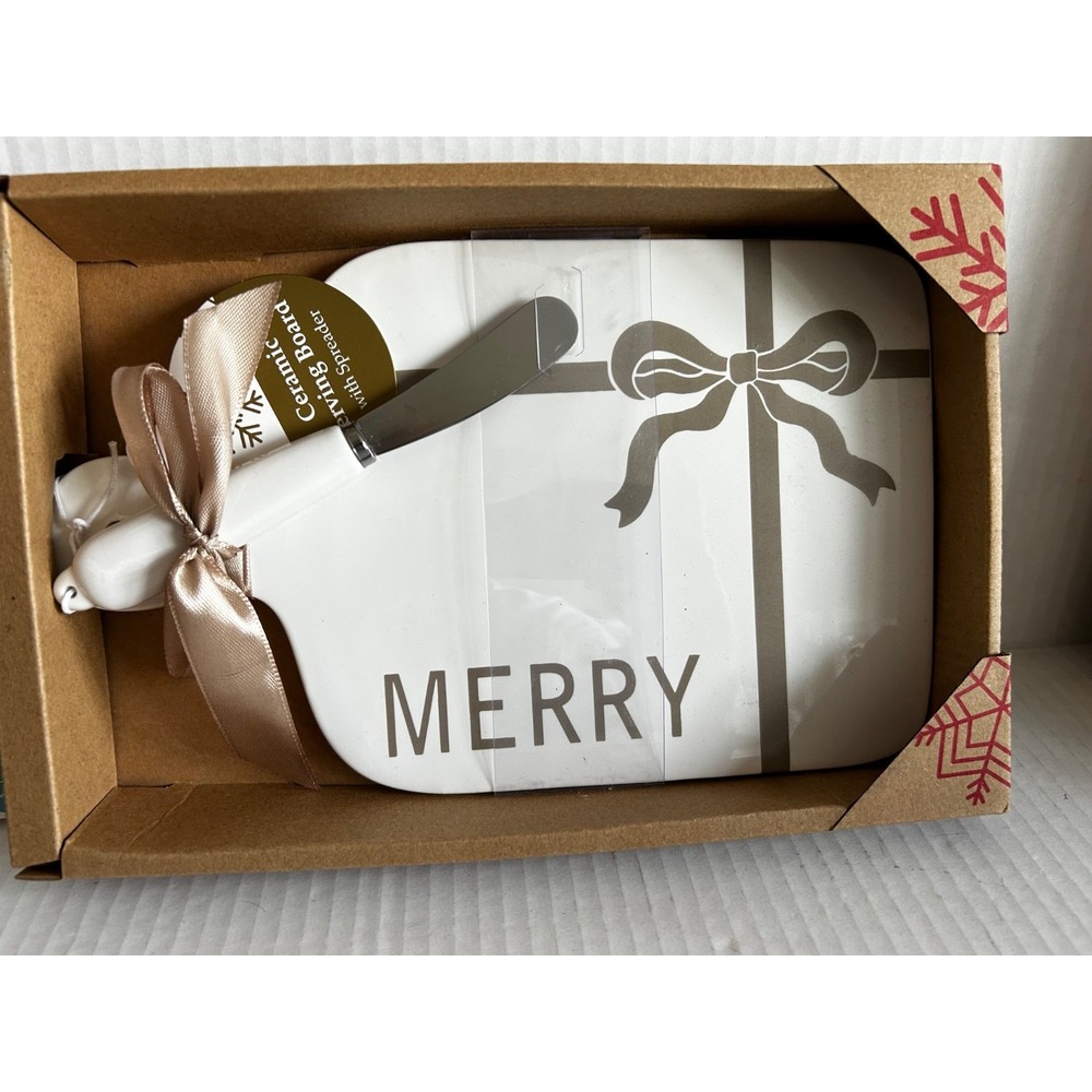 Holiday serving board spatula ceramic classic minimalist decor gift NIP service